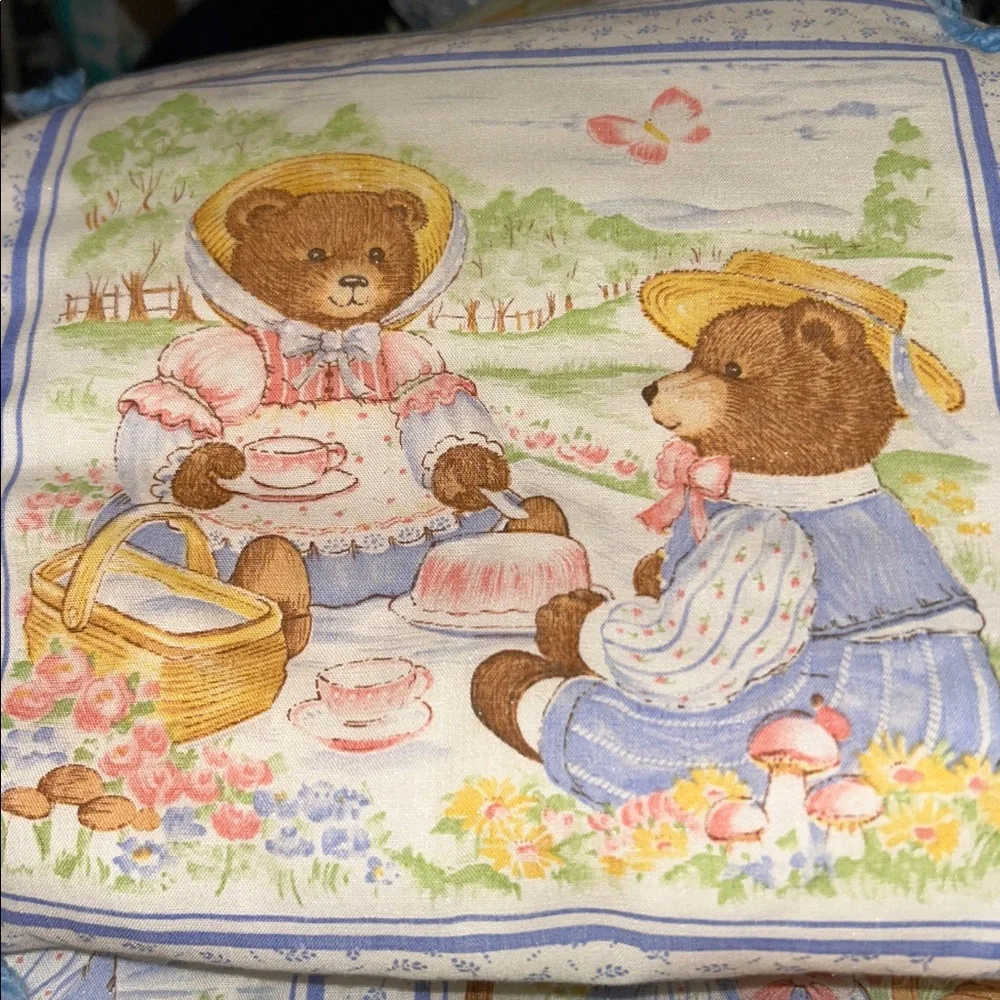 Hand Made Baby Quilt Cute Bears Cottagecore Cozy Nursery Shower Gift